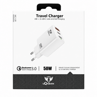 50W Travel Charger USB + 2x USB-C Fast Charger