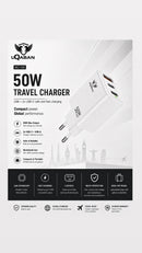 50W Travel Charger USB + 2x USB-C Fast Charger