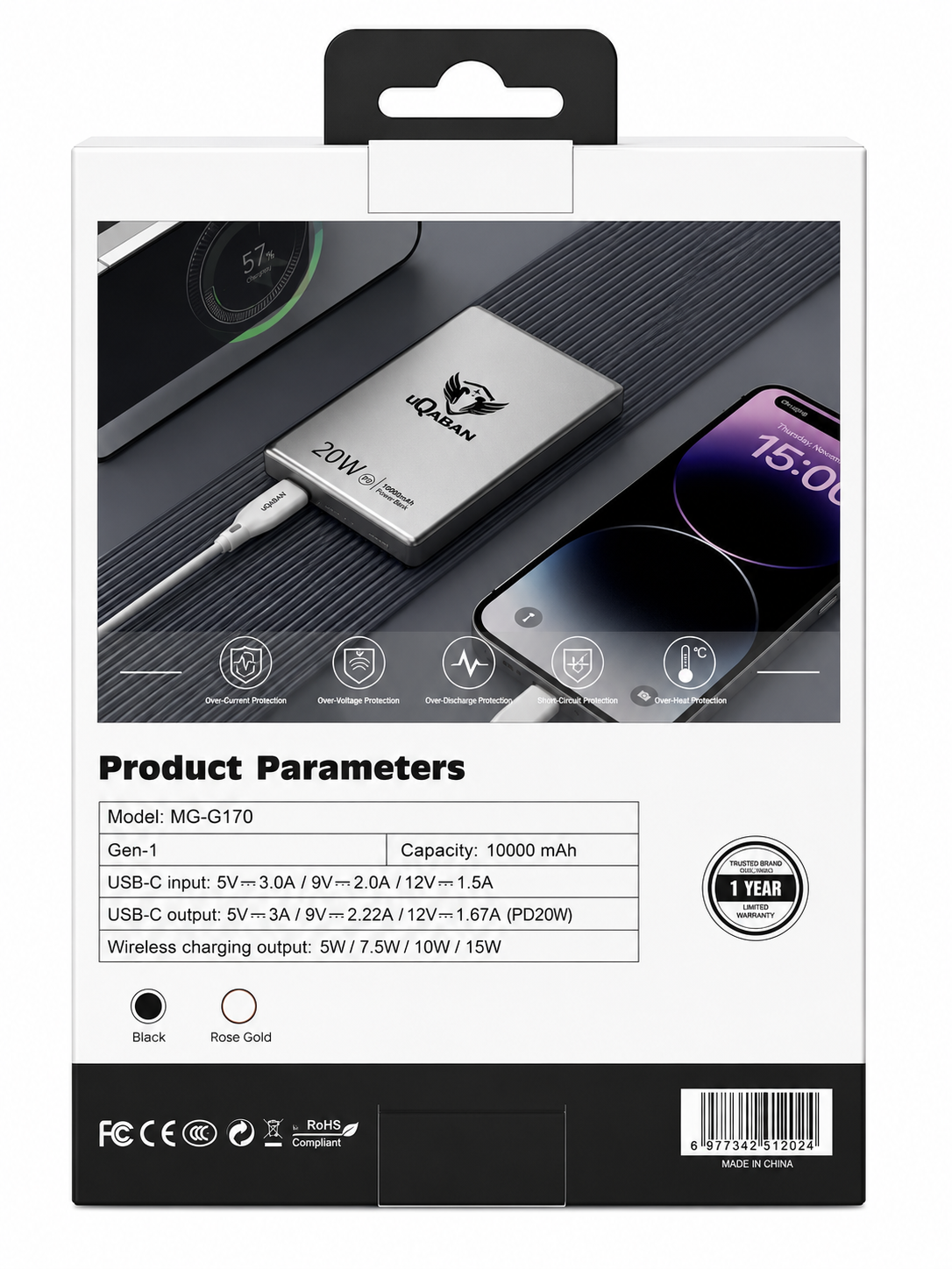 Magnetic Wireless Power Bank 10000mAh – PD20W Fast Charging